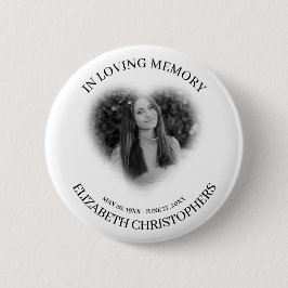 In Love Memory Heart Frame Custom Foto Memorial Button