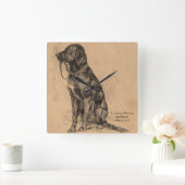 In Love Memory Hund hält seine eigene Leine Quadratische Wanduhr (Zuhause)