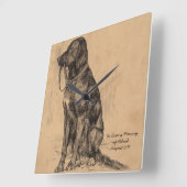 In Love Memory Hund hält seine eigene Leine Quadratische Wanduhr (Winkel)