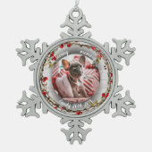 In Love Memory - Hunde-Foto-Gedächtniskränze Schneeflocken Zinn-Ornament (Vorderseite)