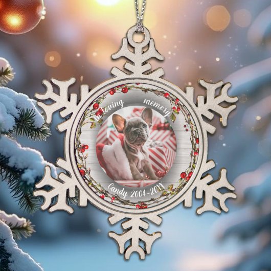 In Love Memory - Hunde-Foto-Gedächtniskränze Schneeflocken Zinn-Ornament