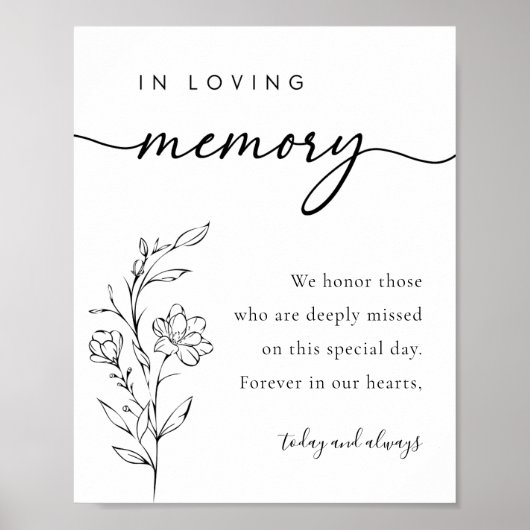 In Love Memory Kalligrafie Hochzeitssymbol Poster (Vorne)