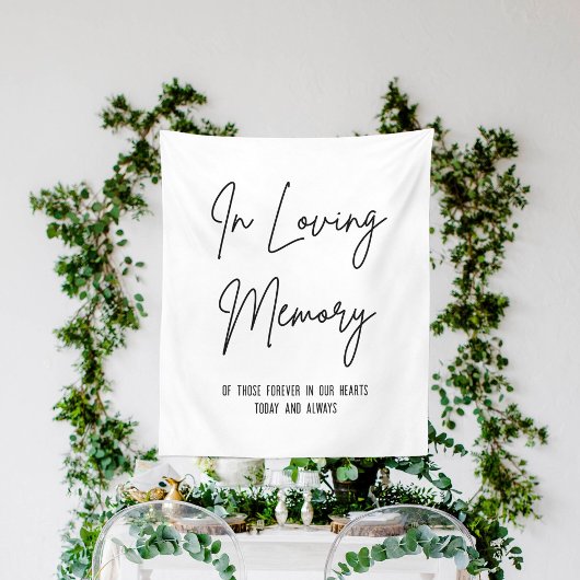 In Love Memory Kalligrafie White Wedding Sign Wandteppich