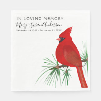 In Love Memory Kardinal Beerdigung Memorial Geweck Serviette