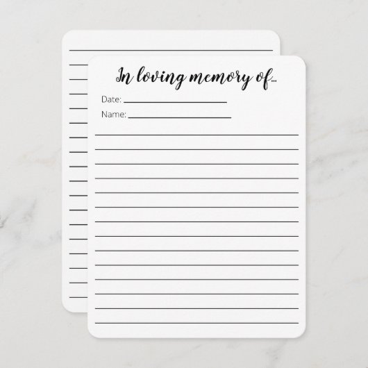 In Love Memory.. Karten (Vorne/Hinten)