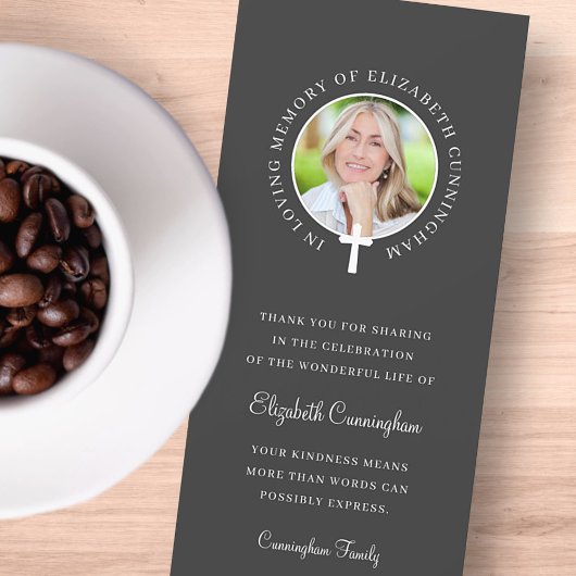 In Love Memory | Kundenspezifisches Foto und Kreuz Einladung