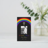 In Love Memory LGBT Pride Rainbow Cross Foto Visitenkarte (Stehend Vorderseite)