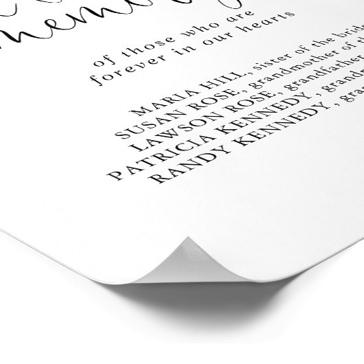 In Love Memory Liebe Extravagantes Skriptzeichen Poster (Ecke)