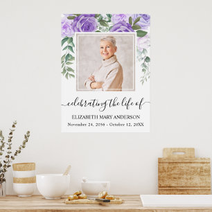 In Love Memory Lila floral Foto Poster