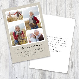 In Love Memory Linen Fotos Beerdigung Beileid Dankeskarte