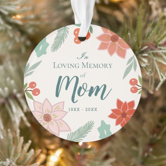 In Love Memory Mama Holiday Floral Cream Foto Ornament (Baum)