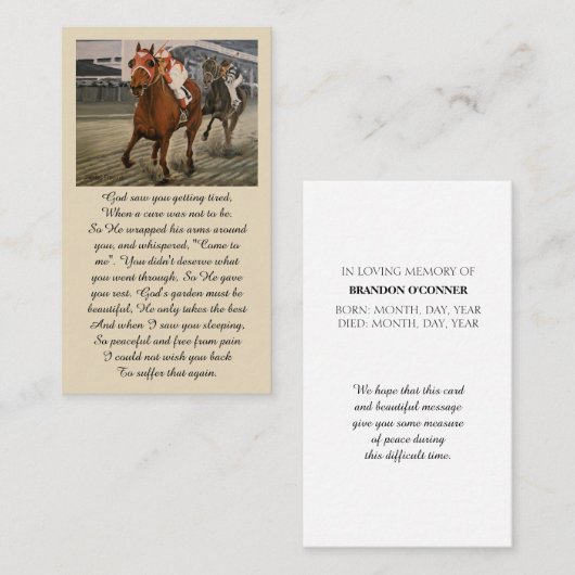 In Love Memory Match Race Sympathy Card Visitenkarte (Vorne/Hinten)