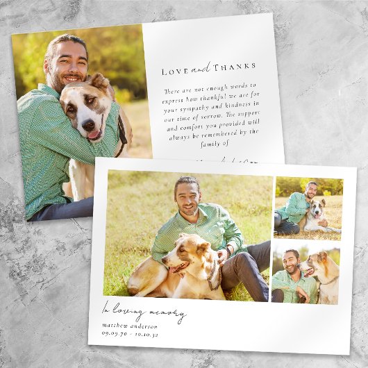 In Love Memory - mehrere Fotos Bereavement Dankeskarte