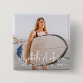 In Love Memory Memorial Beerdigung Modernes Foto Button (Vorderseite)