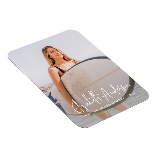 In Love Memory Memorial Beerdigung Modernes Foto Magnet (Rechte Seite)