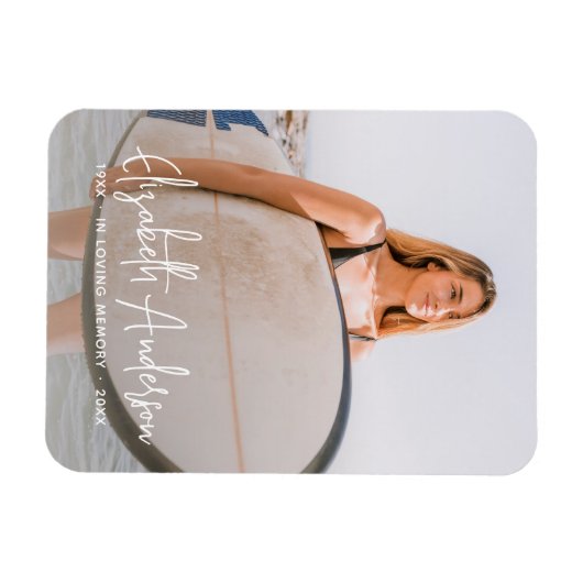 In Love Memory Memorial Beerdigung Modernes Foto Magnet (Horizontal)