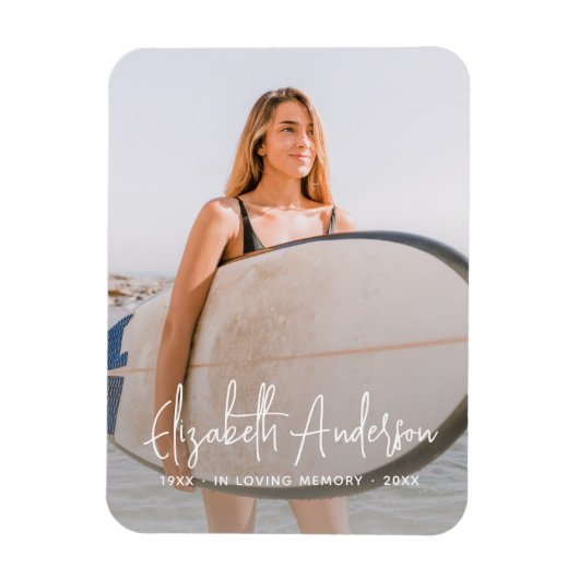In Love Memory Memorial Beerdigung Modernes Foto Magnet (Vertikal)
