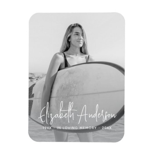In Love Memory Memorial Beerdigung Modernes Foto Magnet (Vertikal)