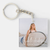 In Love Memory Memorial Beerdigung Modernes Foto Schlüsselanhänger (Vorderseite)