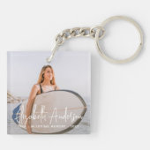 In Love Memory Memorial Beerdigung Modernes Foto Schlüsselanhänger (Rückseite)