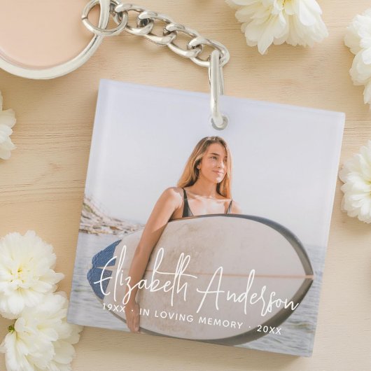 In Love Memory Memorial Beerdigung Modernes Foto Schlüsselanhänger