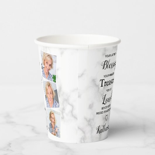 In Love Memory Memorial Beileid 3 Foto Beerdigung Pappbecher (Rechts)