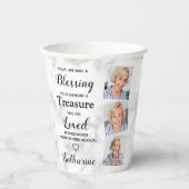 In Love Memory Memorial Beileid 3 Foto Beerdigung Pappbecher (Vorderseite)