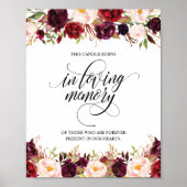 In Love Memory Memorial Candle Burns Sign Poster (Vorne)