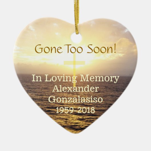 In Love Memory Memorial Heiliges Kreuz Keramik Ornament (Vorne)