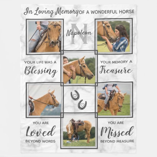 In Love Memory - Memorial Horse FotoCollage Fleecedecke (Vorderseite)