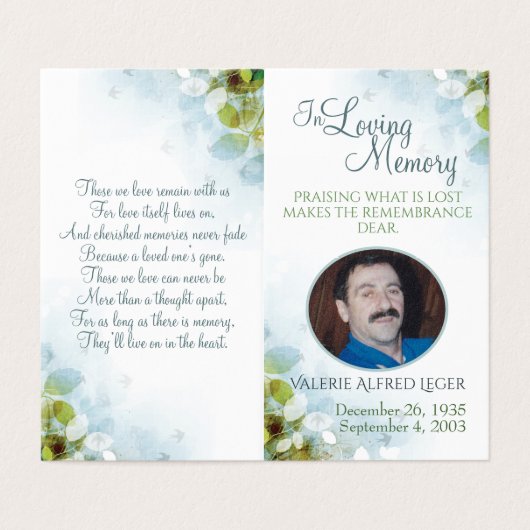 In Love Memory Memorial Keepake (Außenseite Aufgefaltet)