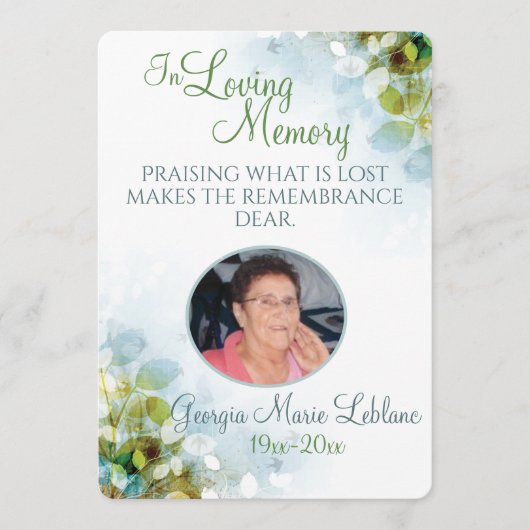 In Love Memory Memorial Keepake Cards Programm (Vorderseite)