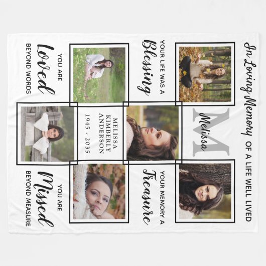 In Love Memory Memorial Keepake Foto Collage Fleecedecke (Vorderseite (Horizontal))