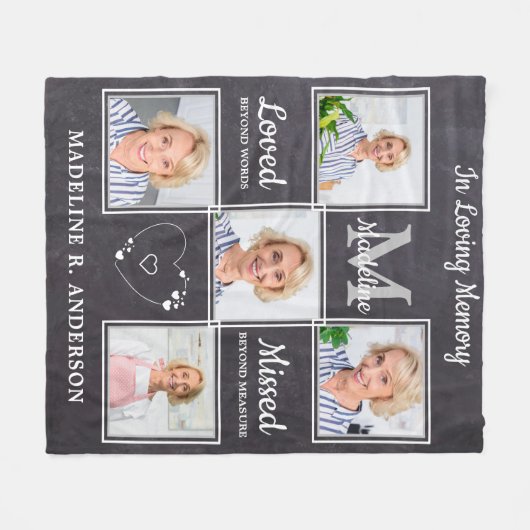 In Love Memory Memorial Keepake Foto Collage Fleecedecke (Vorderseite (Horizontal))