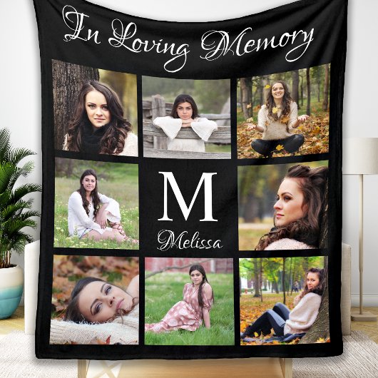 In Love Memory Memorial Keepake Foto Collage Fleecedecke