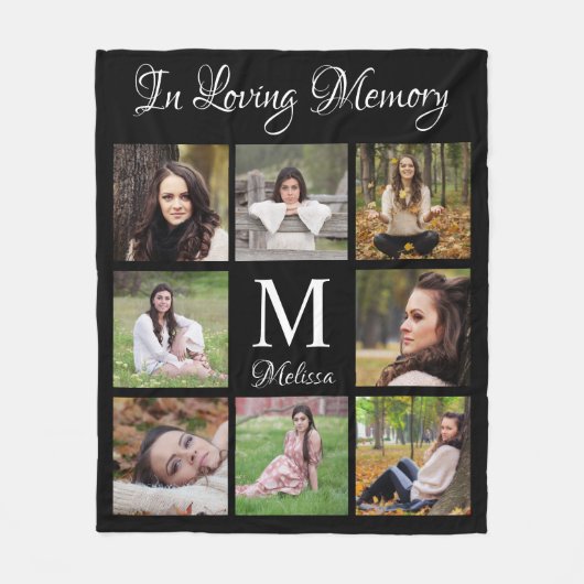 In Love Memory Memorial Keepake Foto Collage Fleecedecke (Vorderseite)