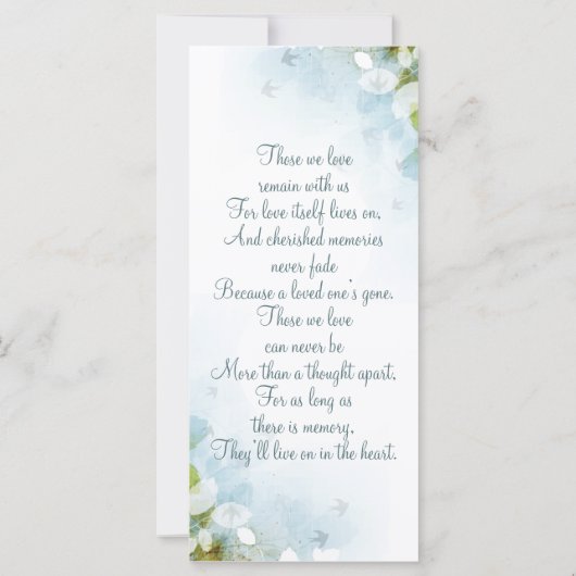 In Love Memory Memorial Keepake Sympathy Card (Rückseite)