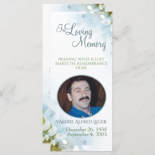 In Love Memory Memorial Keepake Sympathy Card (Vorne/Hinten)
