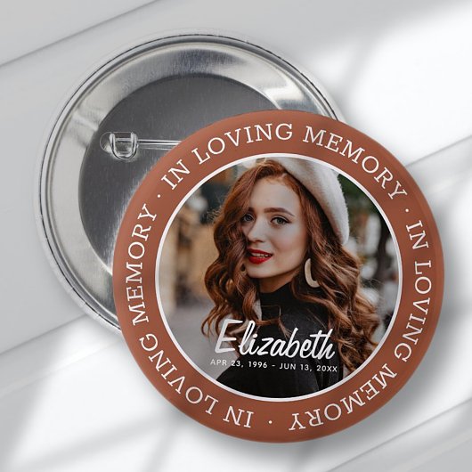 In Love Memory Memorial Modern Custom Foto Button