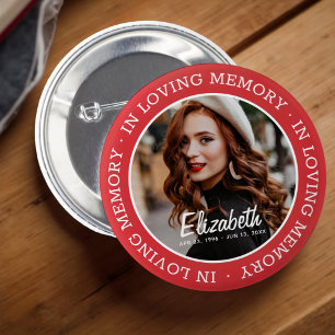 In Love Memory Memorial Modern Custom Foto Button