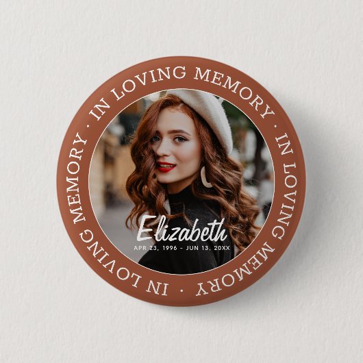 In Love Memory Memorial Modern Custom Foto Button (Vorderseite)