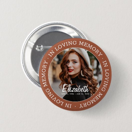 In Love Memory Memorial Modern Custom Foto Button (Vorne & Hinten)