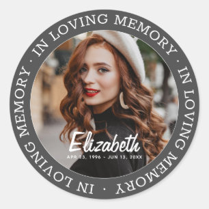 In Love Memory Memorial Modern Custom Foto Runder Aufkleber