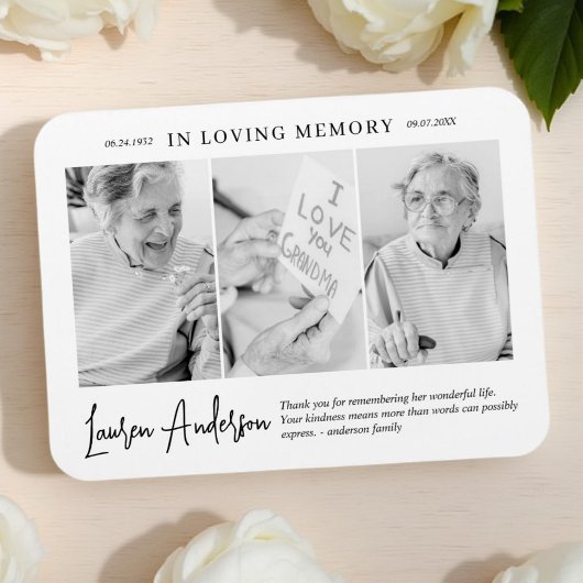 In Love Memory Memorial Modern Simple 3 Foto Magnet