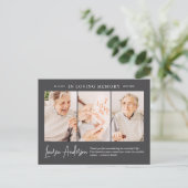 In Love Memory Memorial Modern Simple 3 Foto Postkarte (Stehend Vorderseite)