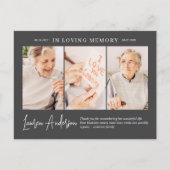 In Love Memory Memorial Modern Simple 3 Foto Postkarte (Vorderseite)