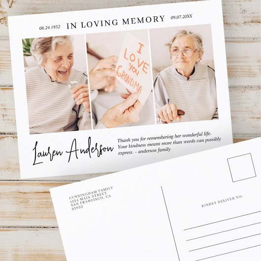 In Love Memory Memorial Modern Simple 3 Foto Postkarte
