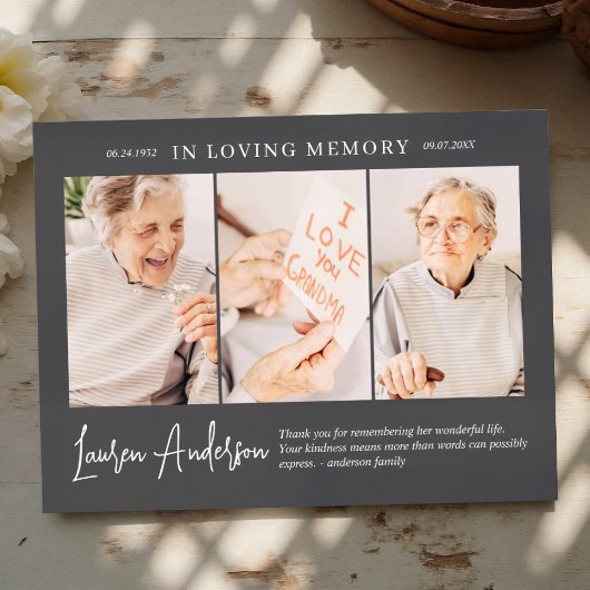 In Love Memory Memorial Modern Simple 3 Foto Postkarte