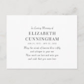 In Love Memory Memorial Modern Simple Ankündigungspostkarte (Vorderseite)