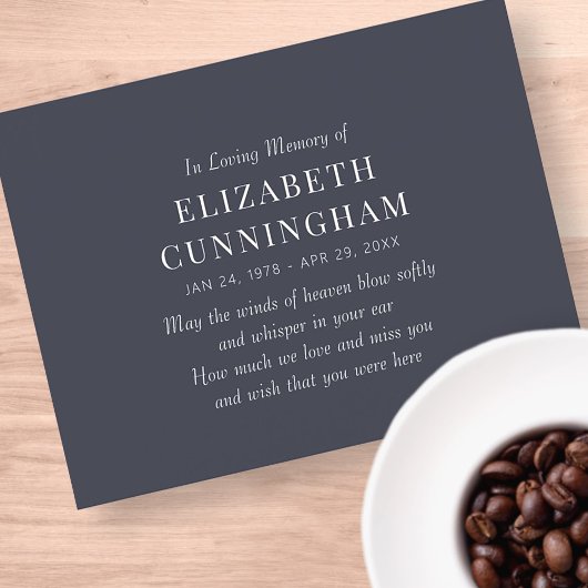 In Love Memory Memorial Modern Simple Ankündigungspostkarte